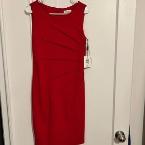 Calvin Klein Starburst Pleat Sheath Dress
